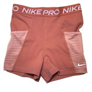 Nike pro orange stretch bike shorts with side pockets size small‎